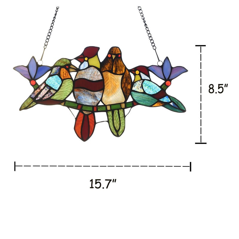 Capulina Stained Glass Birds Gifts on Branch Window Hangings Tiffany Style Traditional Handicrafts Suncatcher for Grandma,Mom Home Decor Gifts - Image 2